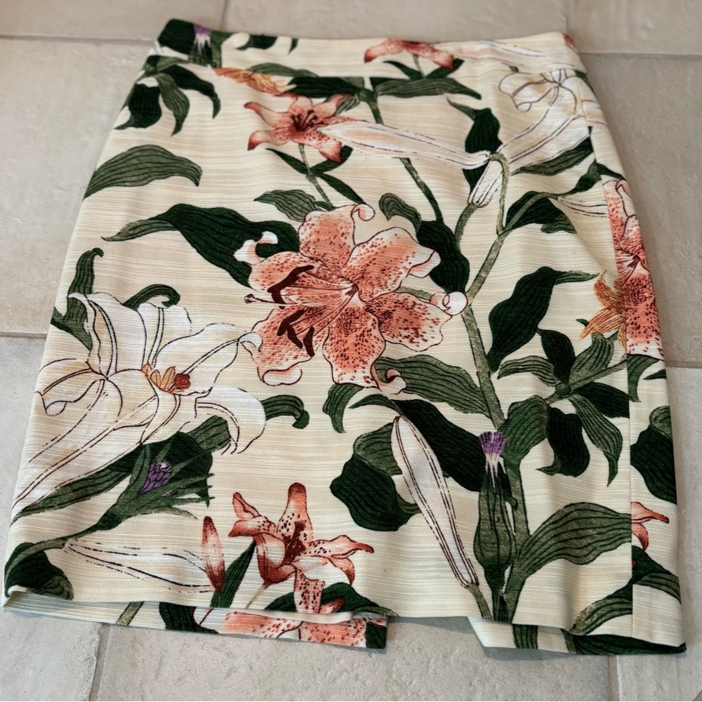 Ann Taylor Pink and Green Mini Pencil Skirt Resort Wear